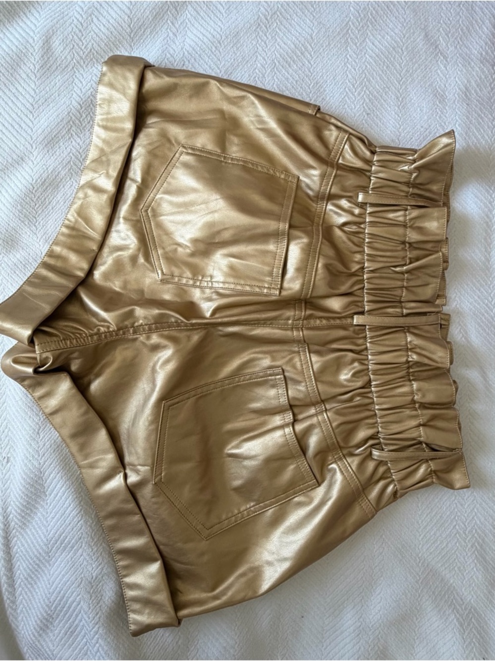 Fantastic Fawn Metallic Gold Faux Leather Shorts - Picture 3 of 4